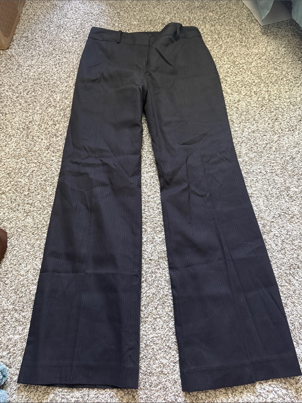 Ann Taylor Black Pinstripe Wide-Leg Dress Pants